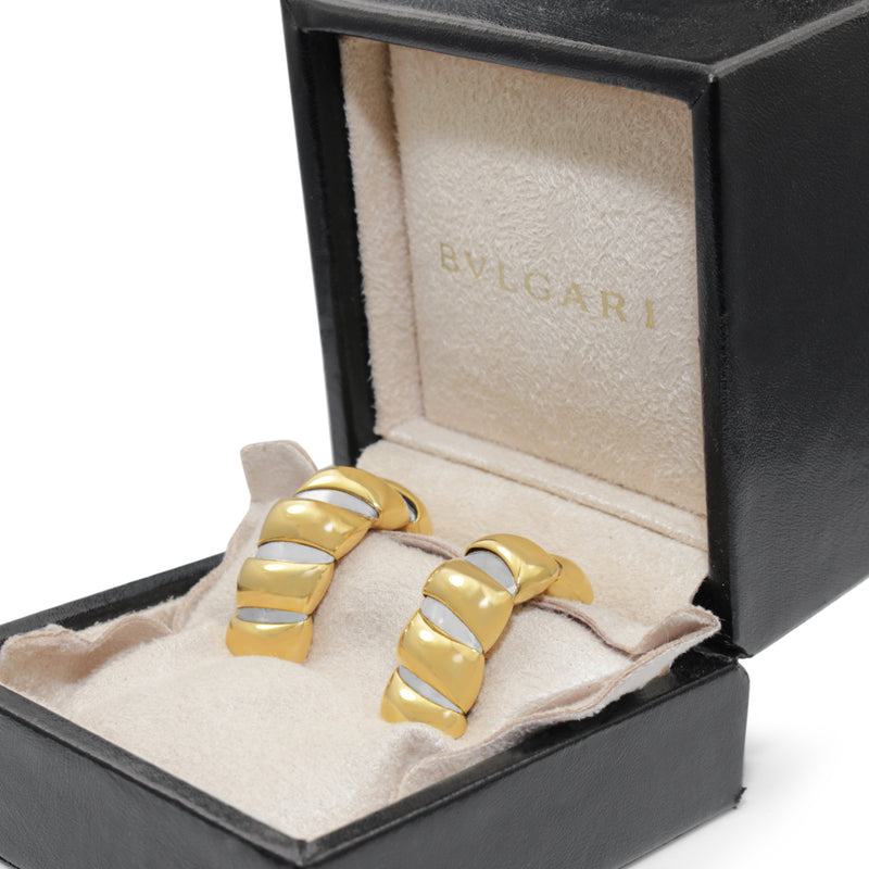 18ct Yellow Gold and Stainless Steel Bvlgari Tubogas Clip On Earrings