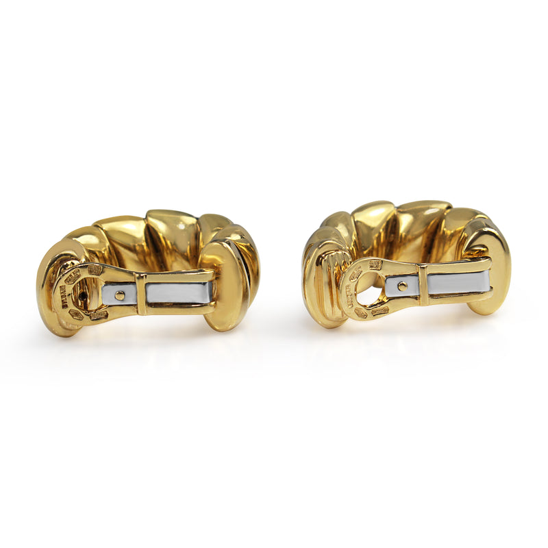18ct Yellow Gold and Stainless Steel Bvlgari Tubogas Clip On Earrings