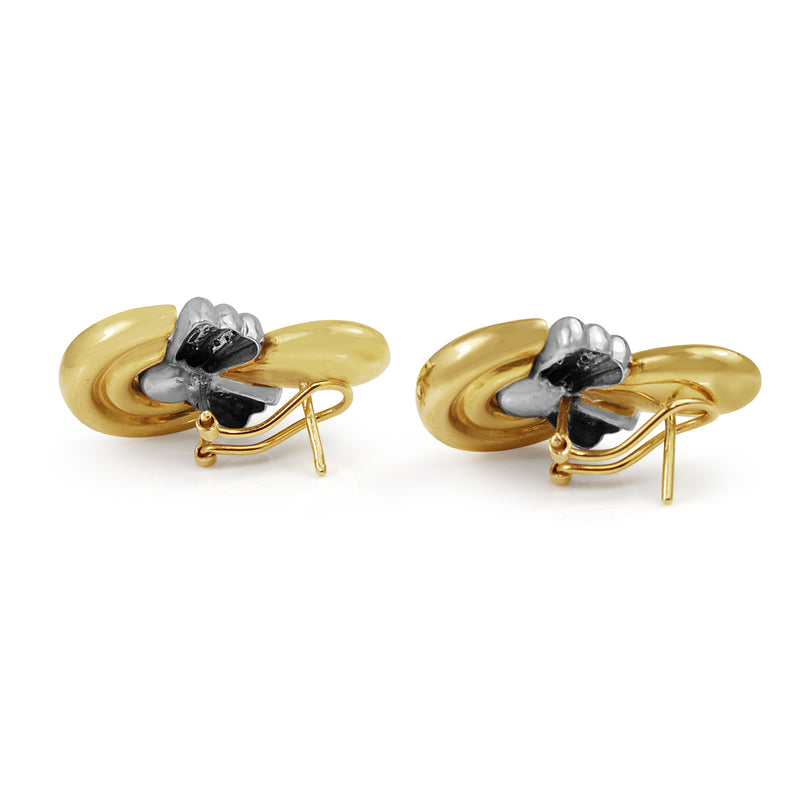 18ct Yellow and White Gold Retro Diamond Earrings