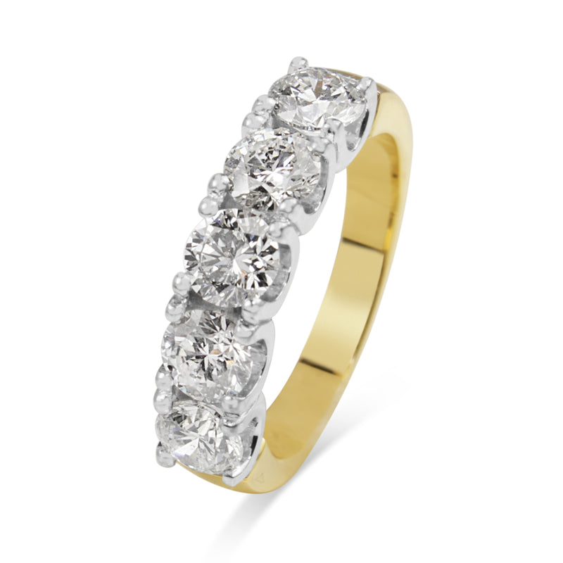 18ct Yellow and White Gold 2.15ct 5 Stone Diamond Ring
