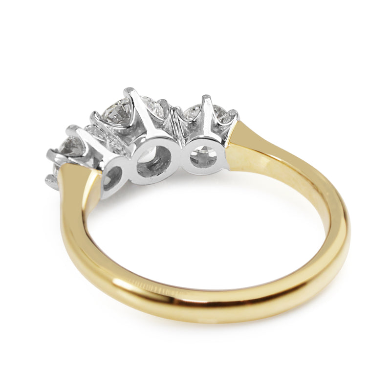 18ct Yellow and White Gold Victorian Style 3 Stone Diamond Ring
