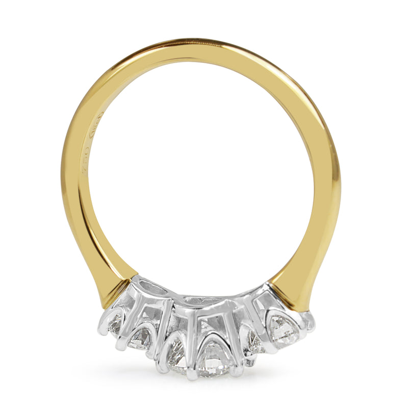 18ct Yellow and White Gold Victorian Style 3 Stone Diamond Ring