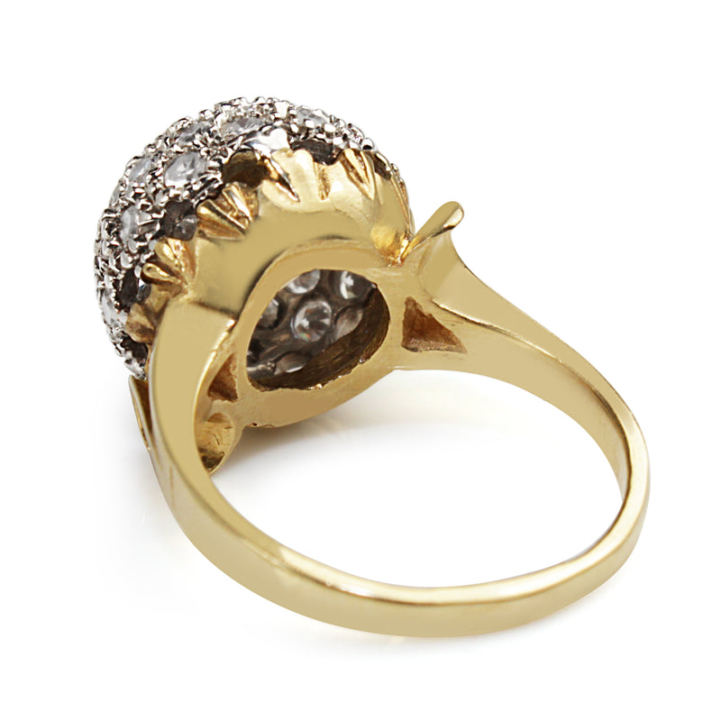 14ct Yellow and White Gold Single Cut Diamond Estate Cocktail Ring