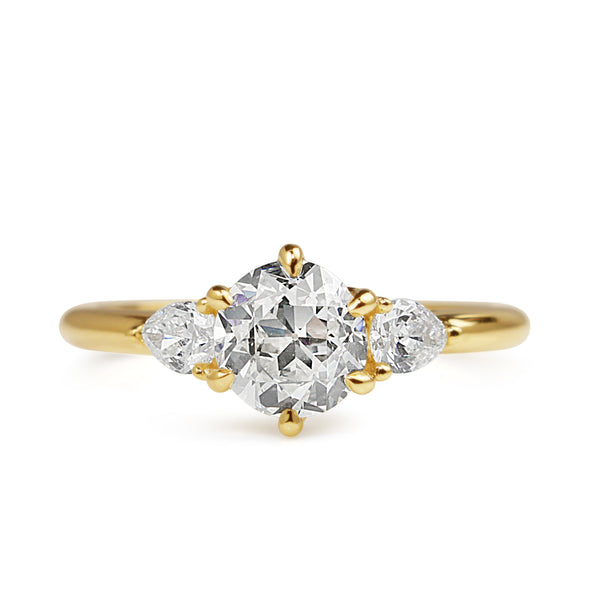18ct Yellow Gold Old Cut Diamond 3 Stone Ring