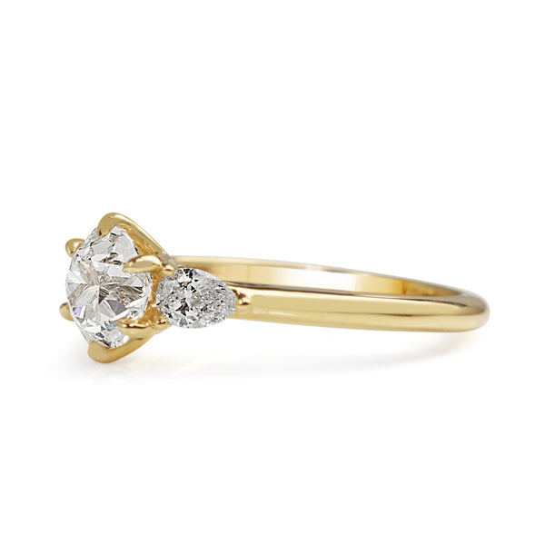 18ct Yellow Gold Old Cut Diamond 3 Stone Ring