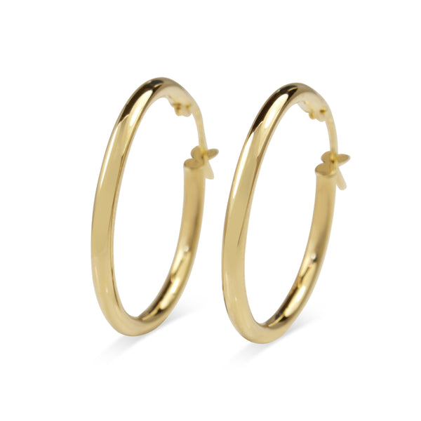 9ct Yellow Gold Thin 25mm Hoop Earrings