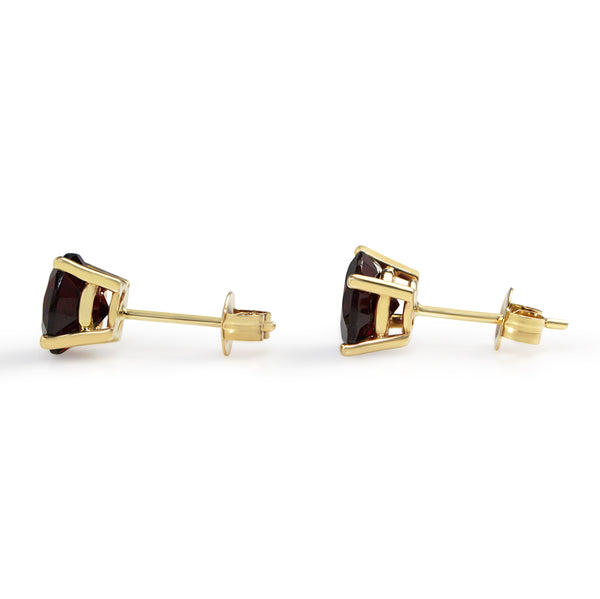 9ct Yellow Gold Large Garnet Stud Earrings