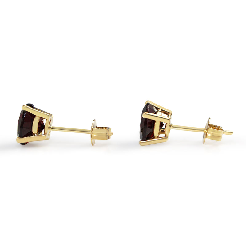 9ct Yellow Gold Large Garnet Stud Earrings
