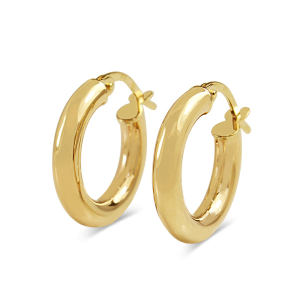 9ct Yellow Gold 18mm Thick Hoop Earrings