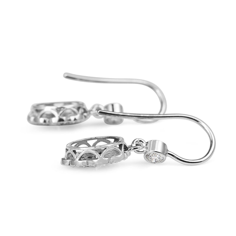 18ct White Gold Deco Style Drop Diamond Earrings