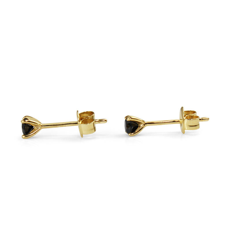 9ct Yellow Gold Black Diamond Stud Earrings