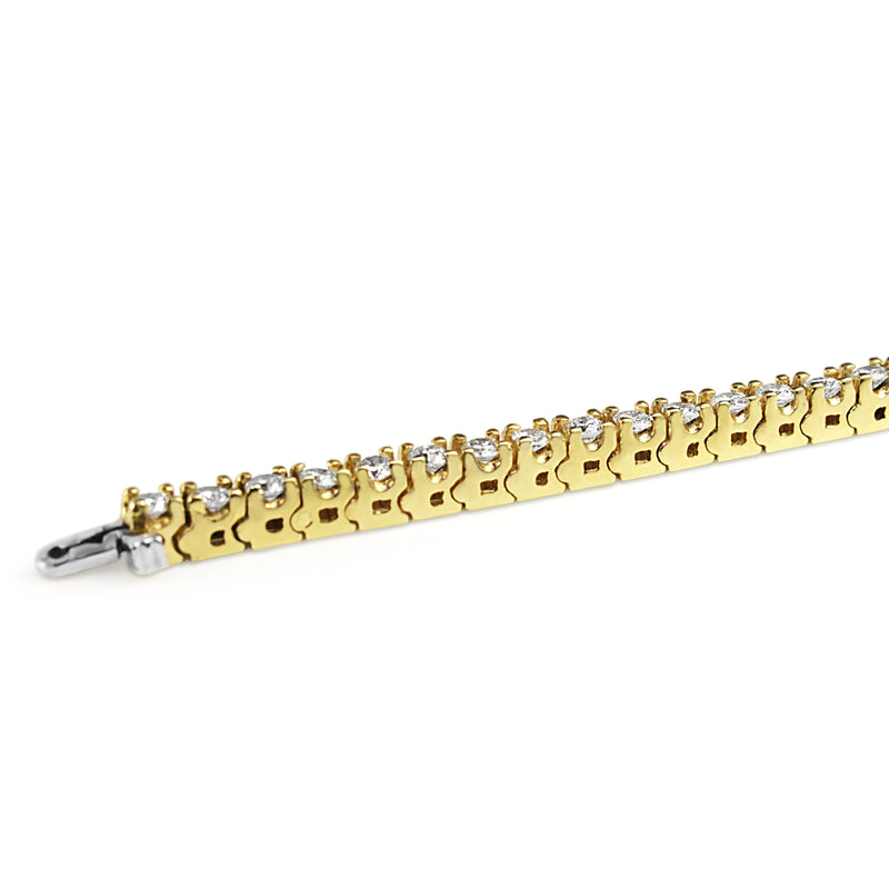 14ct Yellow Gold Diamond Tennis Bracelet