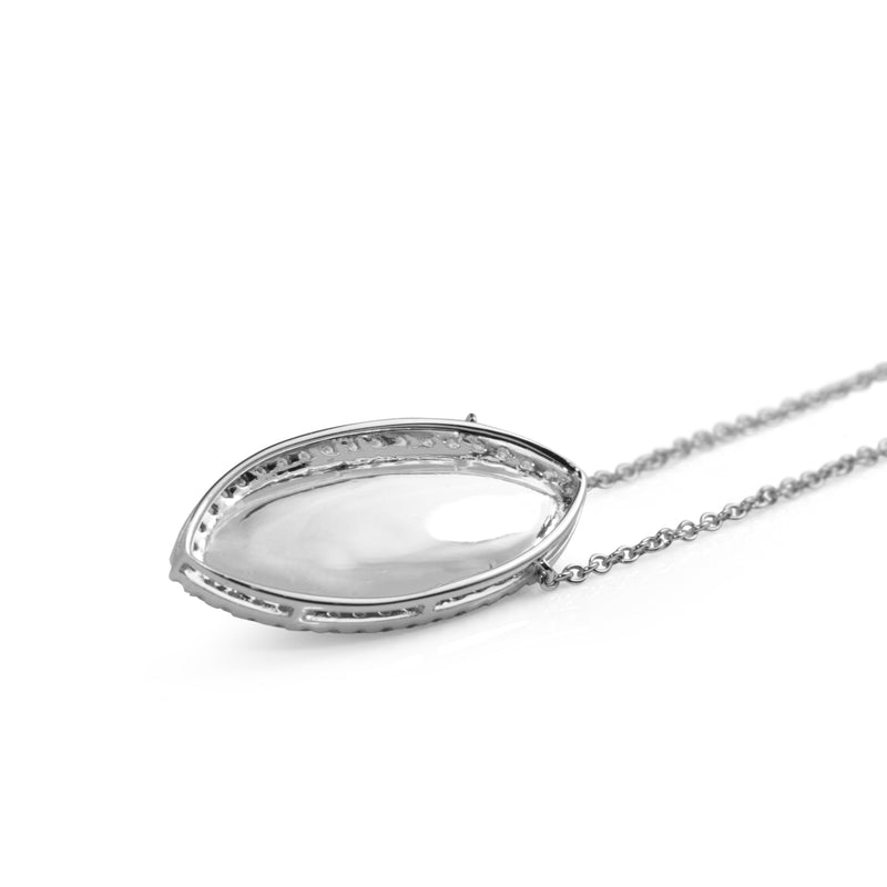 14ct White Gold Marquise Opal Diamond Halo Necklace