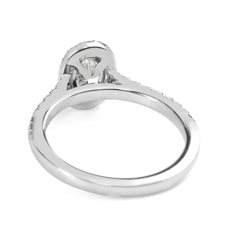 18ct White Gold Oval Diamond Halo Ring