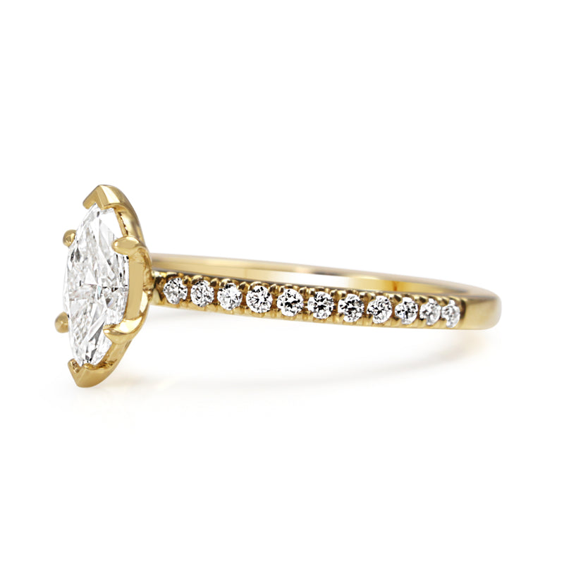 18ct Yellow Gold Marquise Diamond Solitaire Ring