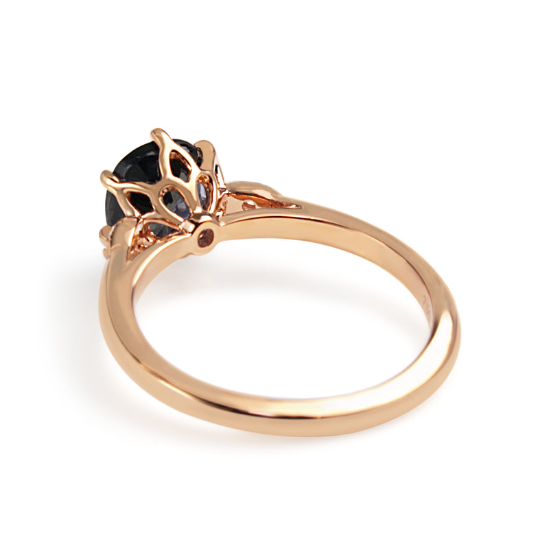 18ct Rose Gold Vintage Style Purple/Blue Sapphire and Diamond Ring