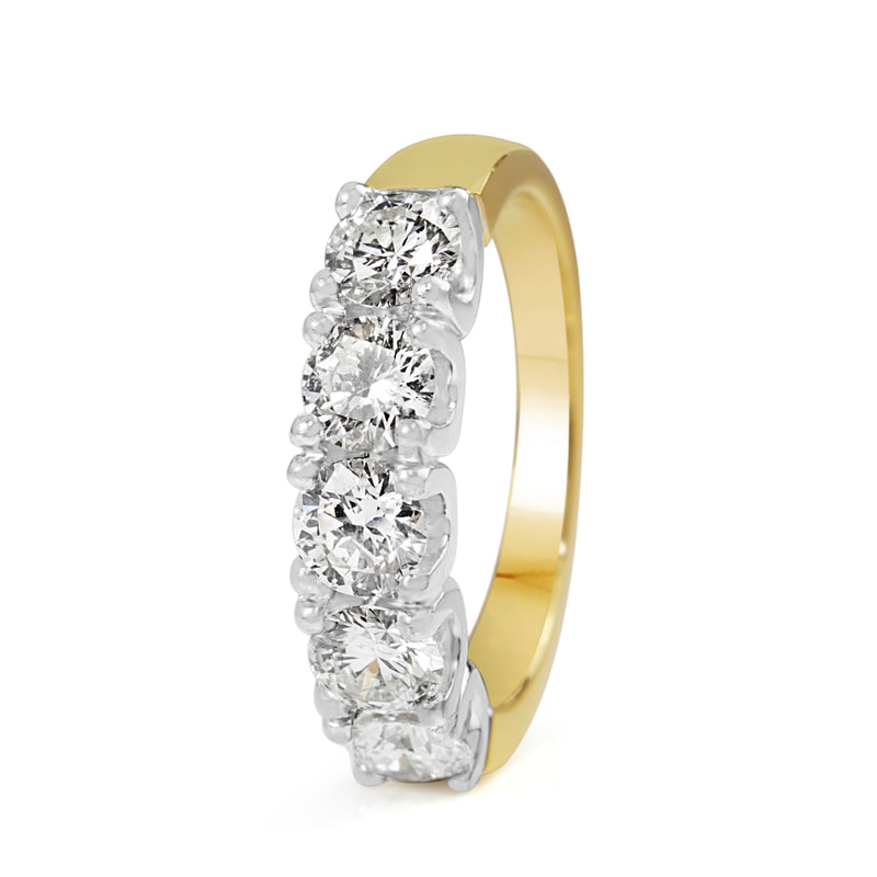 18ct Yellow Gold and Platinum 5 Stone Diamond Ring
