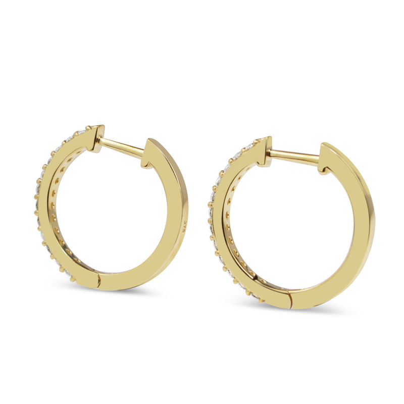 9ct Yellow Gold .45ct Diamond Hoop Earrings
