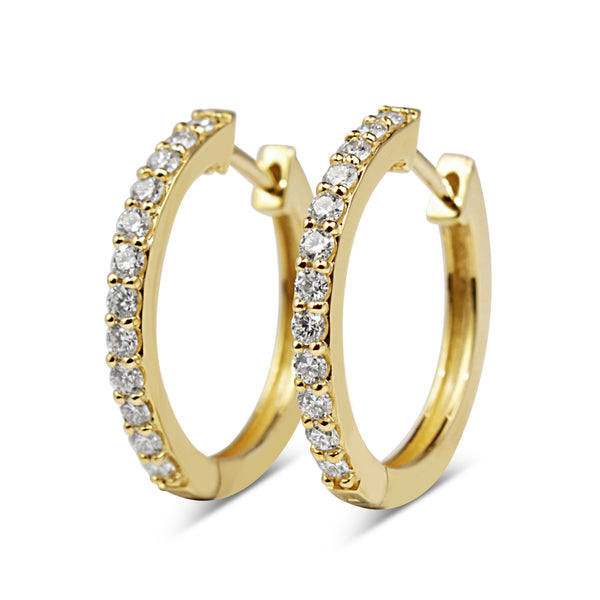 9ct Yellow Gold .45ct Diamond Hoop Earrings