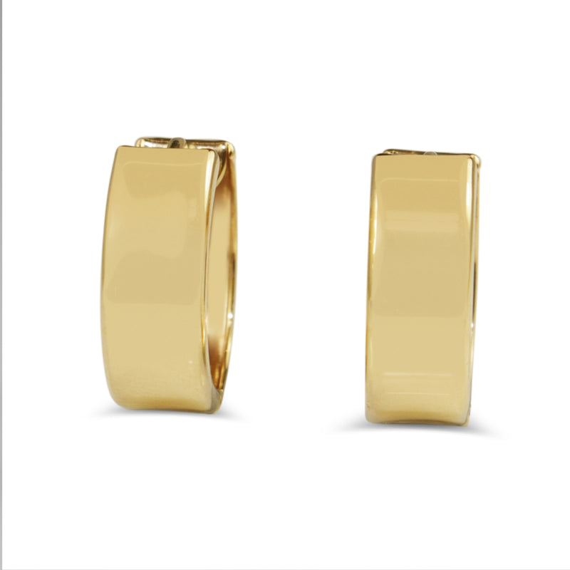 9ct Yellow Gold Two Sided Ripple and Smooth Hoop Earrings