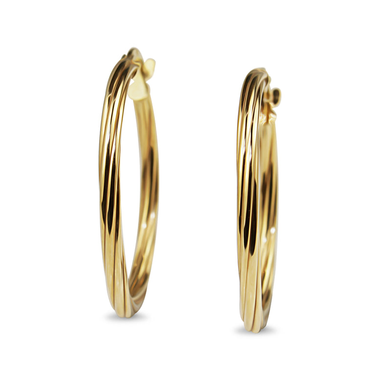 9ct Yellow Gold 25mm Twist Hoop Earrings