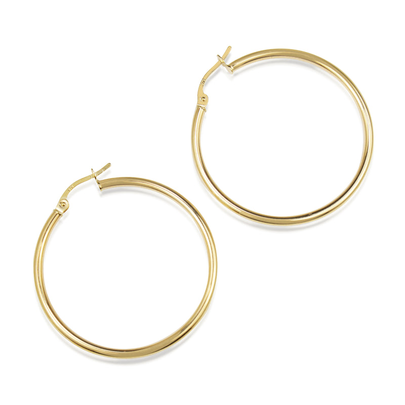9ct Yellow Gold 35mm Hoop Earrings