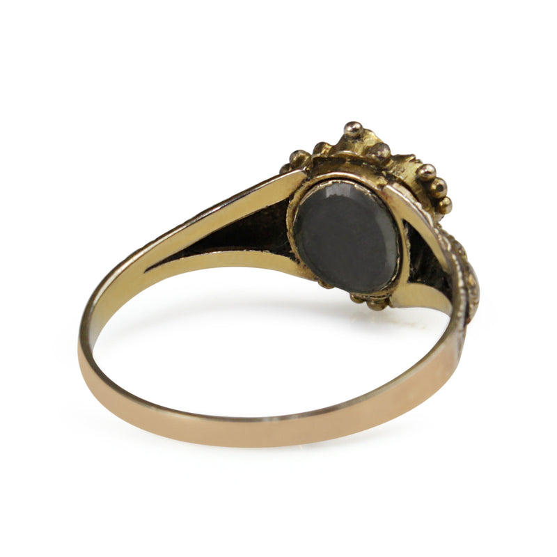 9ct Yellow Gold Antique Emerald, Ruby and Pearl Ring