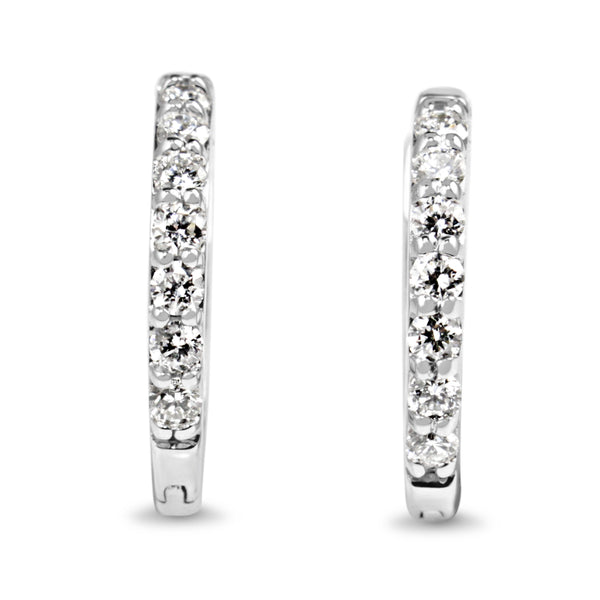 9ct White Gold Fine .25ct Diamond Hoop Earrings