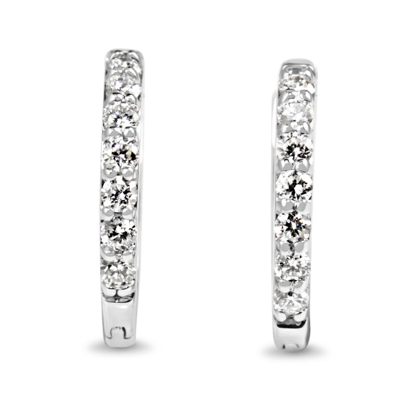 9ct White Gold Fine .25ct Diamond Hoop Earrings