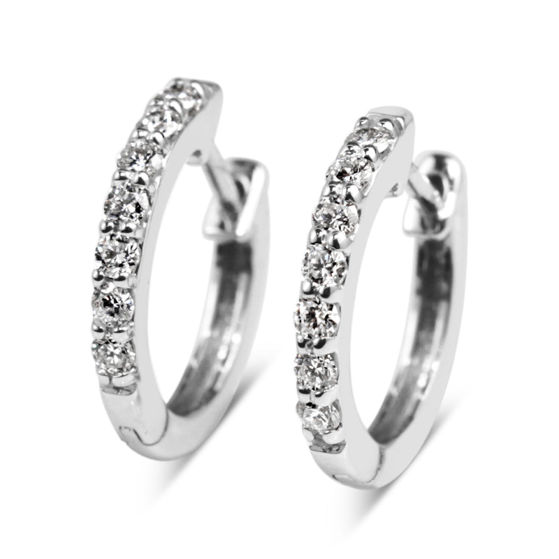 9ct White Gold Fine .25ct Diamond Hoop Earrings