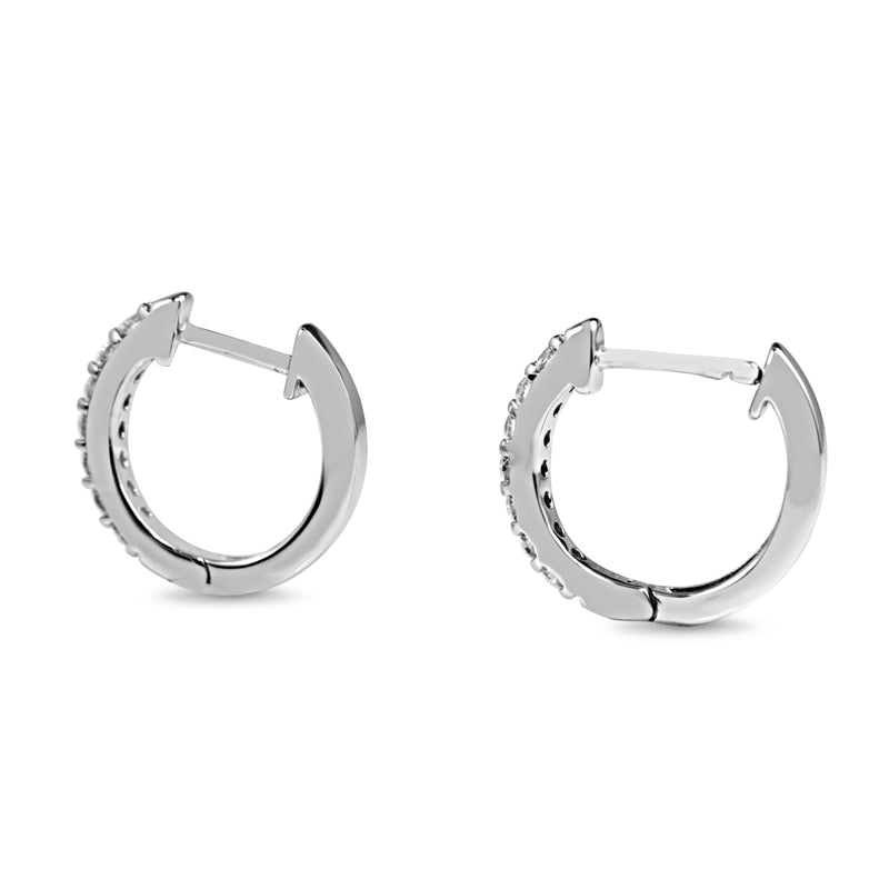 9ct White Gold Fine .25ct Diamond Hoop Earrings