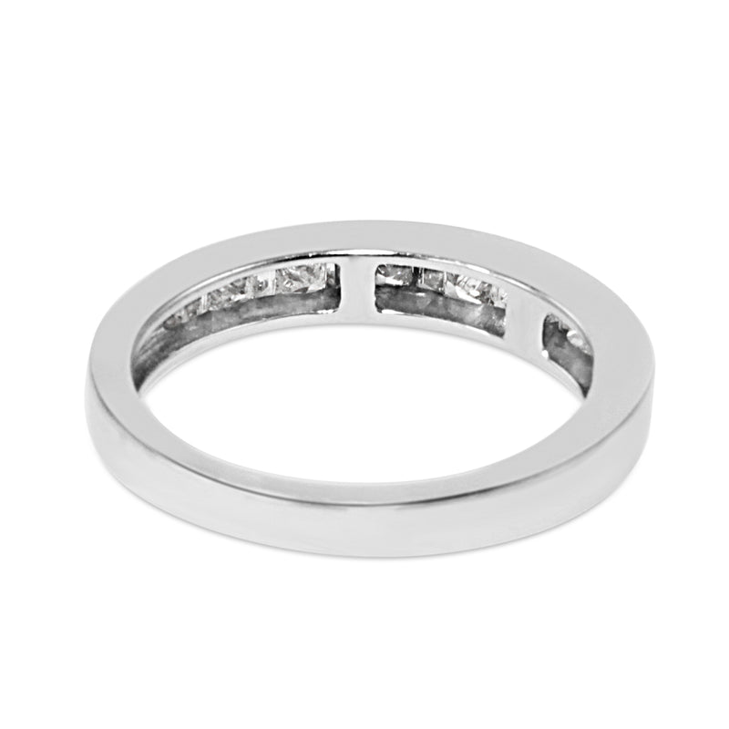 14ct White Gold Princess and Baguette Cut Diamond Band Ring