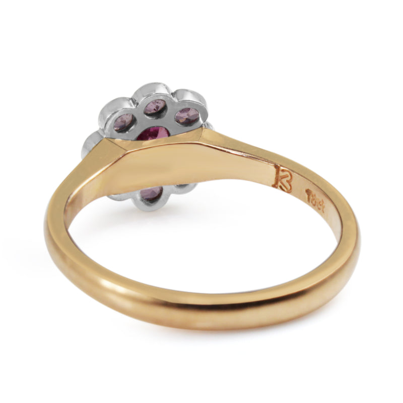 18ct Rose and White Gold Pink Sapphire Daisy Ring