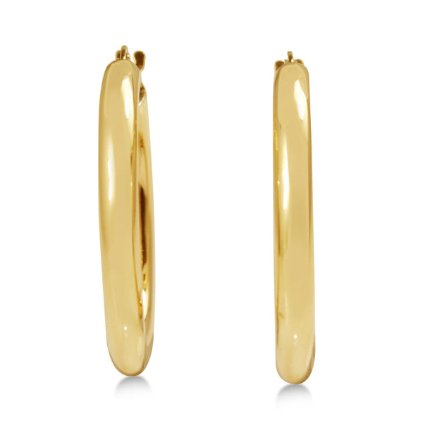 9ct Yellow Gold Thick 27mm Hoop Earrings