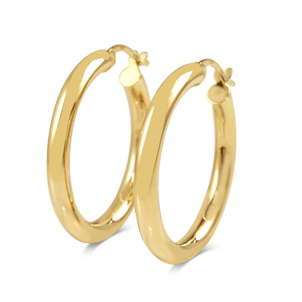 9ct Yellow Gold Thick 27mm Hoop Earrings