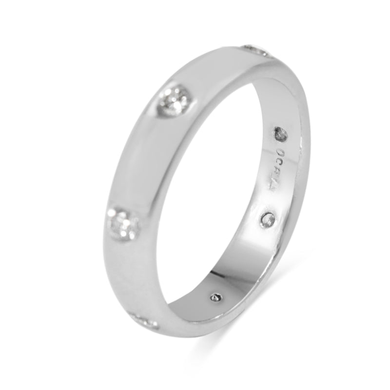 Platinum Rubbed in Diamond Set Band Ring