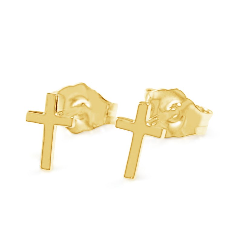 9ct Yellow Gold Small Cross Stud Earrings