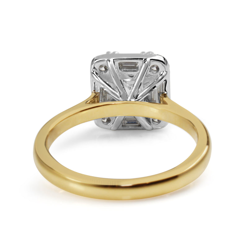 18ct Yellow and White Gold Emerald and Baguette Diamond Ring