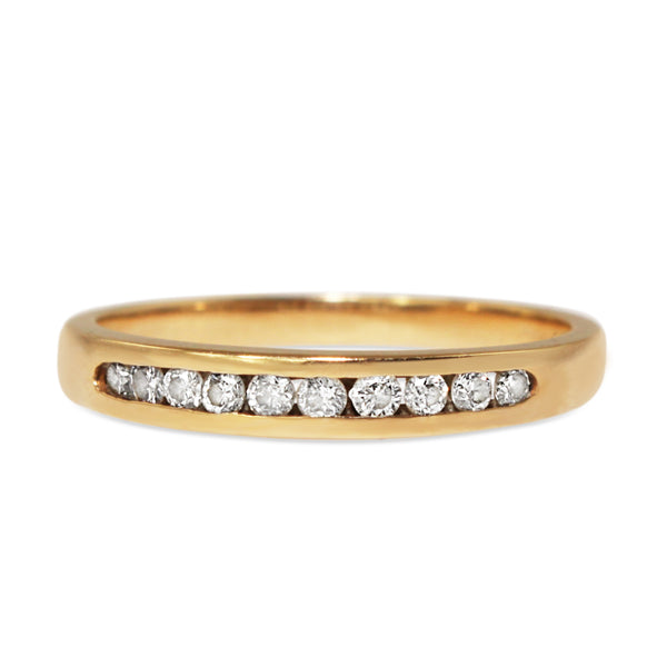 9ct Yellow Gold Channel Set Diamond Band Ring
