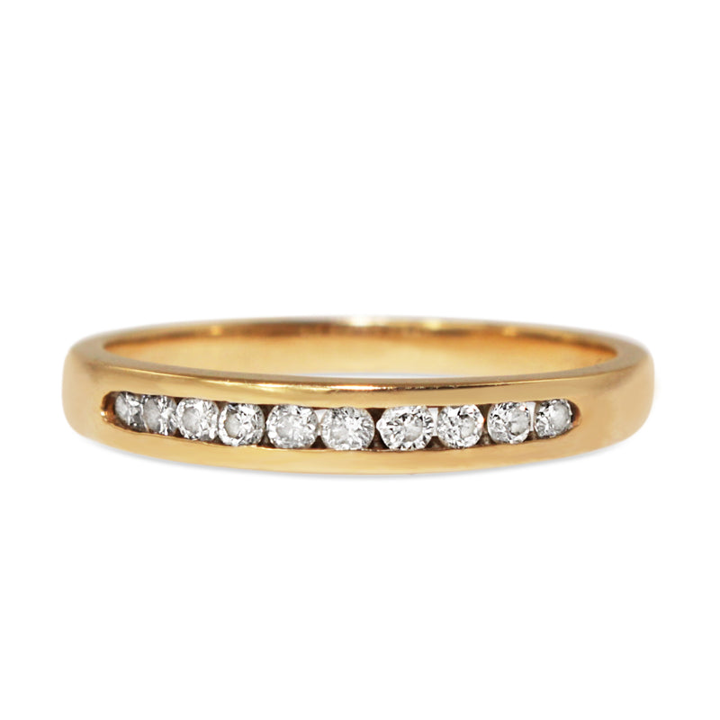 9ct Yellow Gold Channel Set Diamond Band Ring