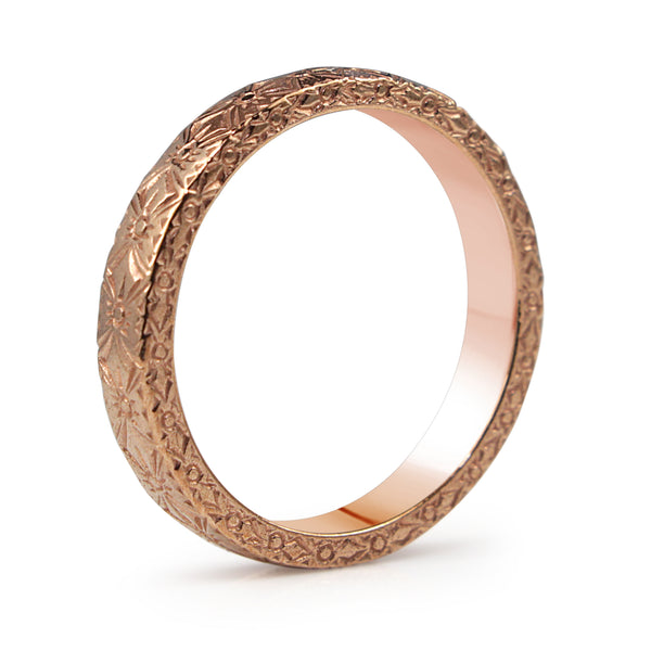 9ct Rose Gold Engraved Wedding Band