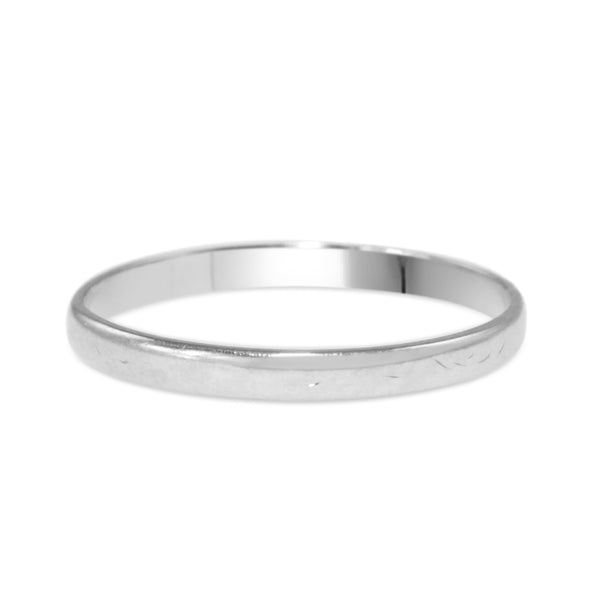 18ct White Gold Lightly Engraved 1.9mm Band Ring