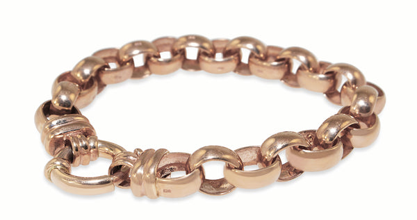 9ct Rose Gold Oval Belcher Link Bracelet With Bolt Clasp