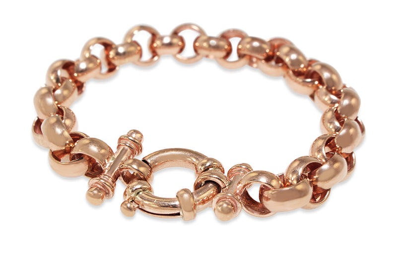 9ct Rose Gold Belcher Link Bracelet With Bolt Ring Clasp