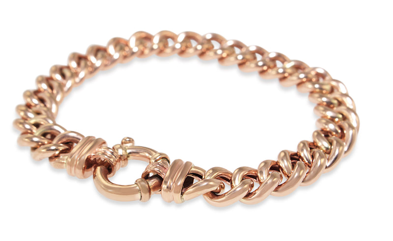 9ct Rose Gold Curb Link Bracelet with Bolt Clasp