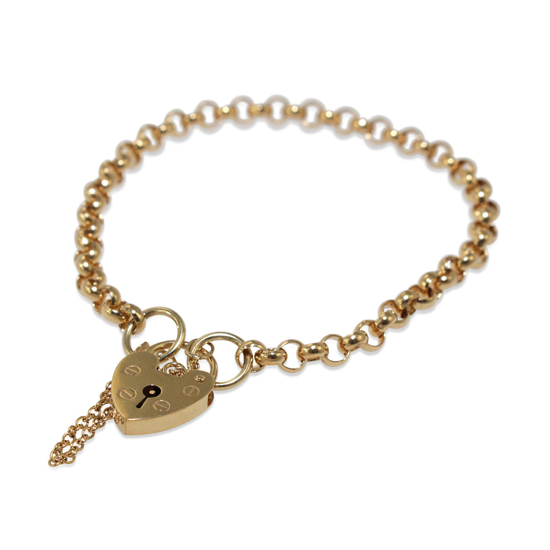 9ct Yellow Gold Belcher Link Bracelet with Padlock Clasp