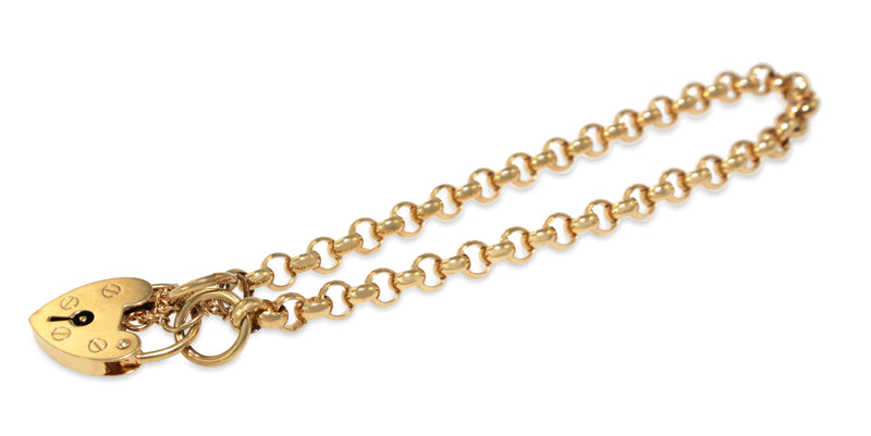 9ct Yellow Gold Belcher Link Bracelet with Padlock Clasp