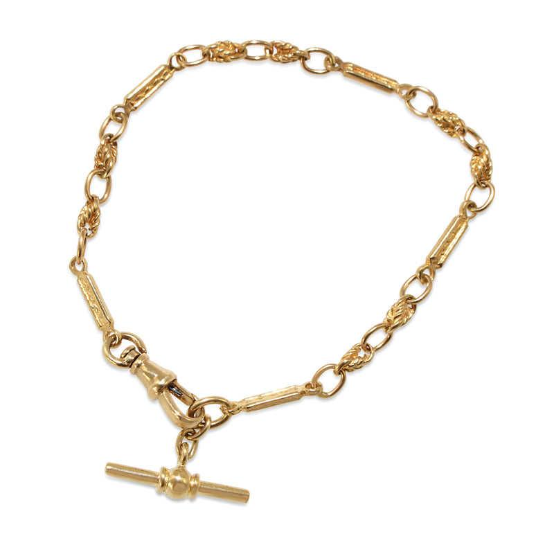 9ct Yellow Gold Fancy Link Fob Chain Bracelet