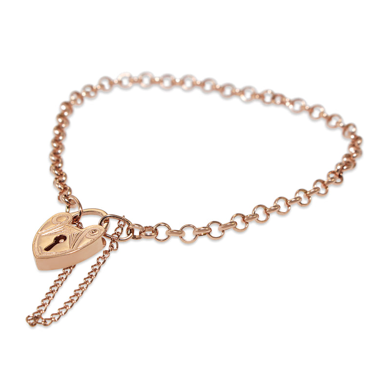 9ct Rose Gold Fine Belcher Link Bracelet With Padlock Clasp