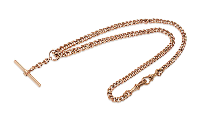 9ct Rose Gold Curb Link Graduated Fob Chain Necklace